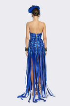 Blue Hand-Woven Fringe Dress