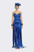 Blue Hand-Woven Fringe Dress