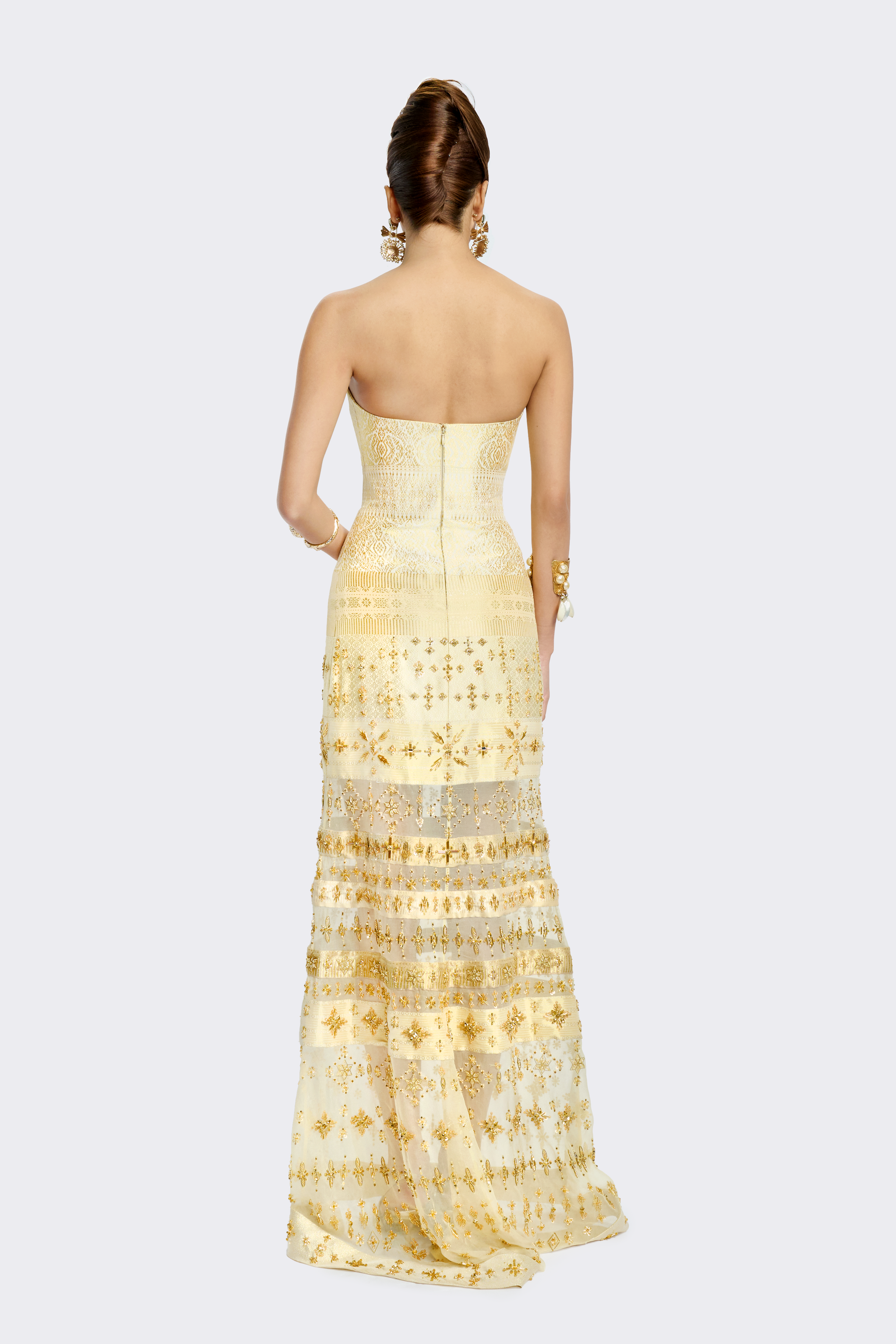 Gold Silk Brocade Dress