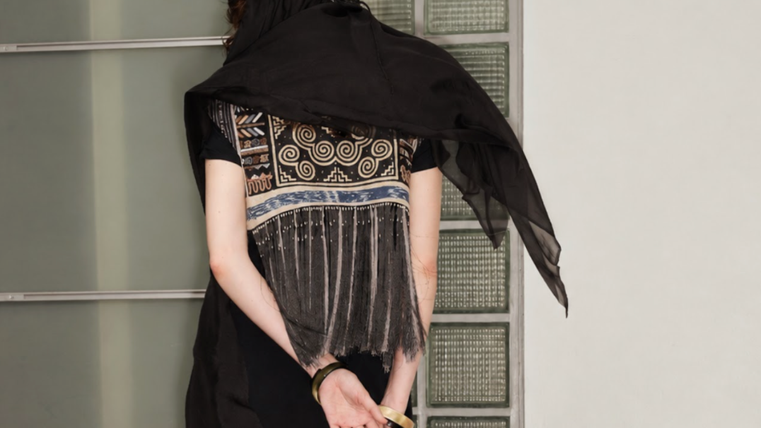 Hill Tribe Patchwork Beaded Vest with Tassel Accents