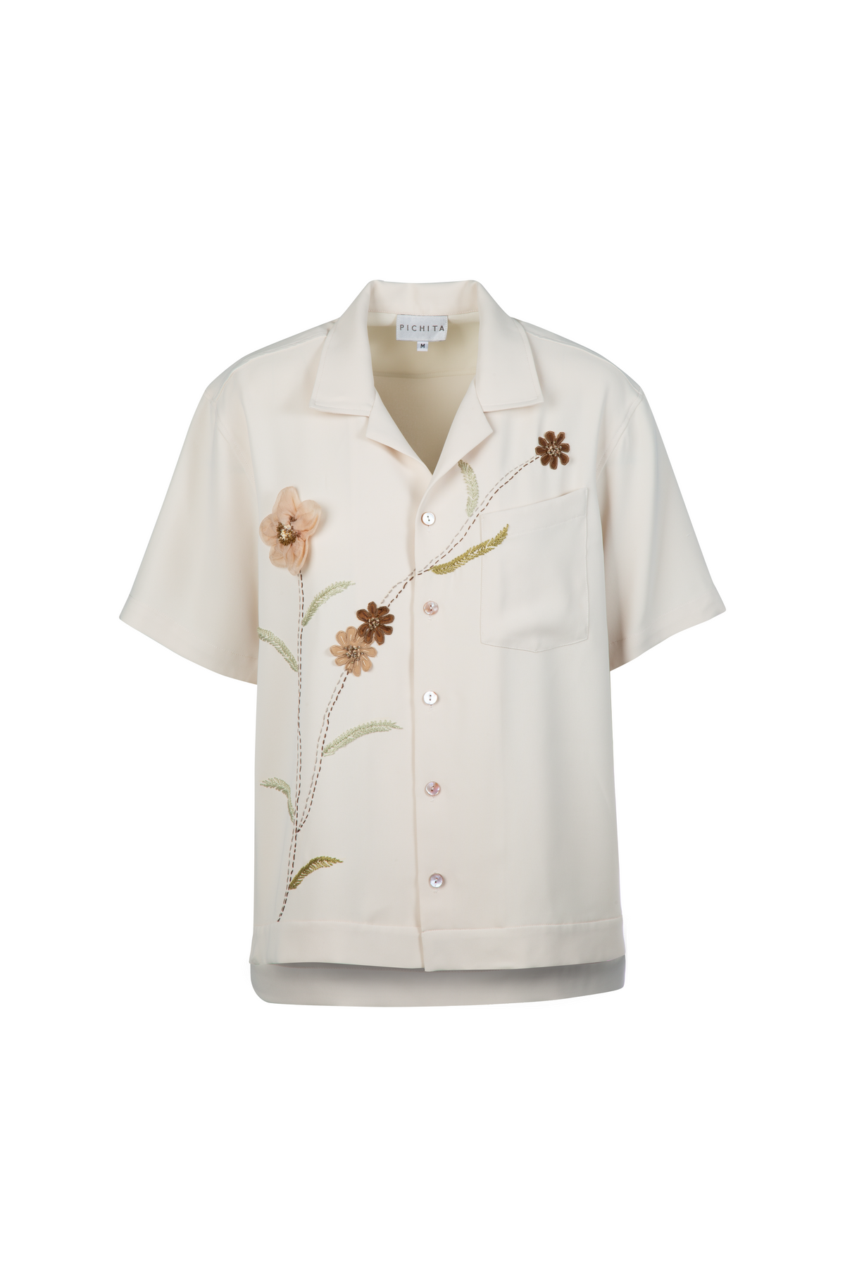 Cream Bloom Silk Shirt