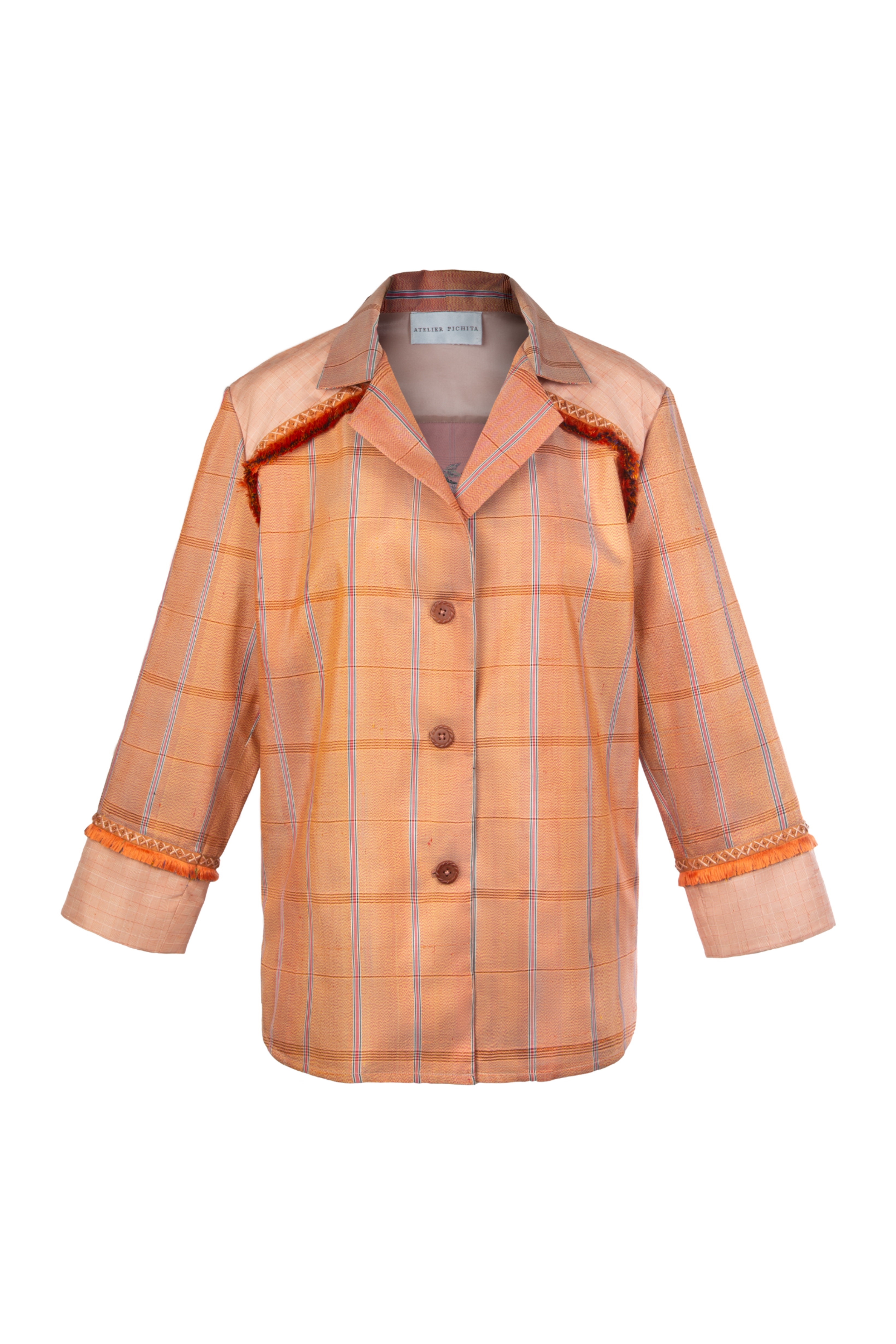 Orange Silk Plaid Jacket