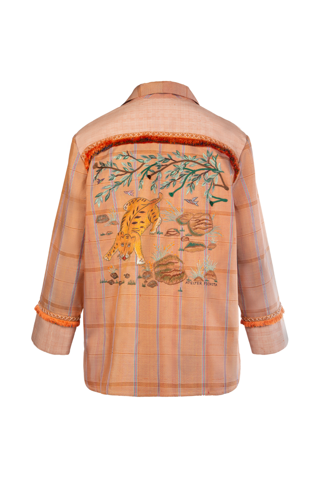 Orange Silk Plaid Jacket