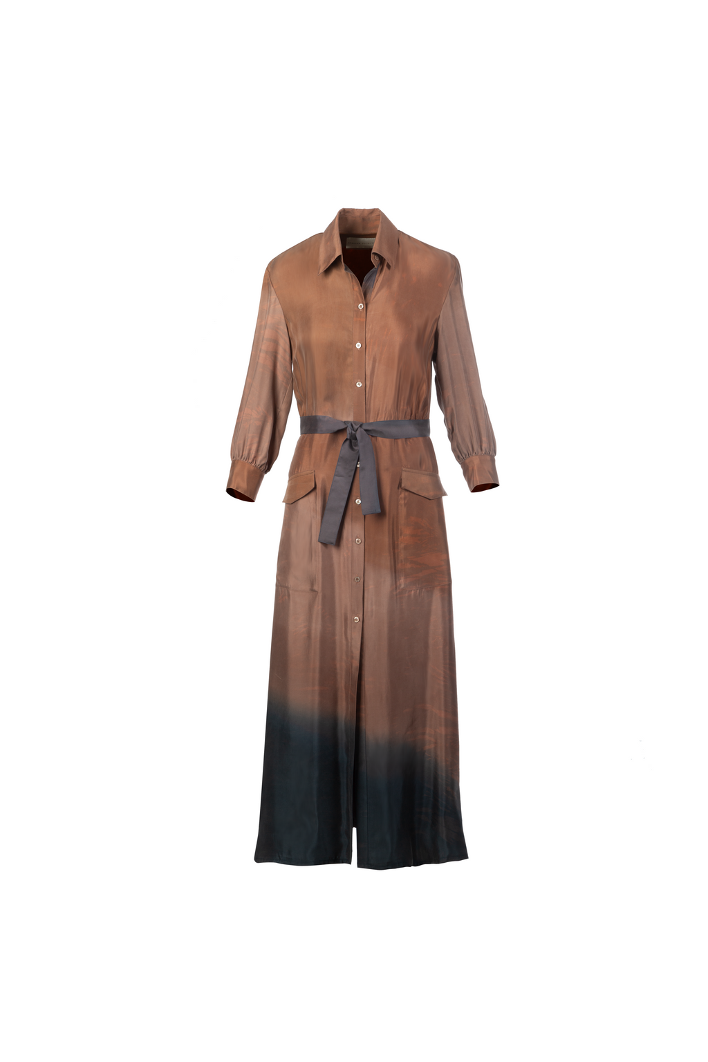 Rust Silk Shirt Dress