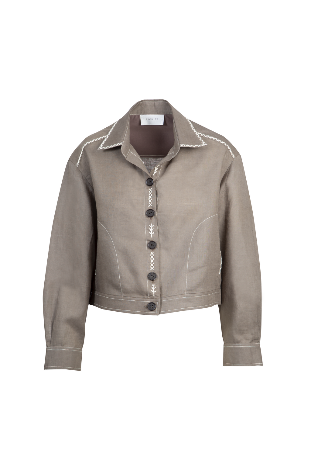 Grey Silk Crop Jacket
