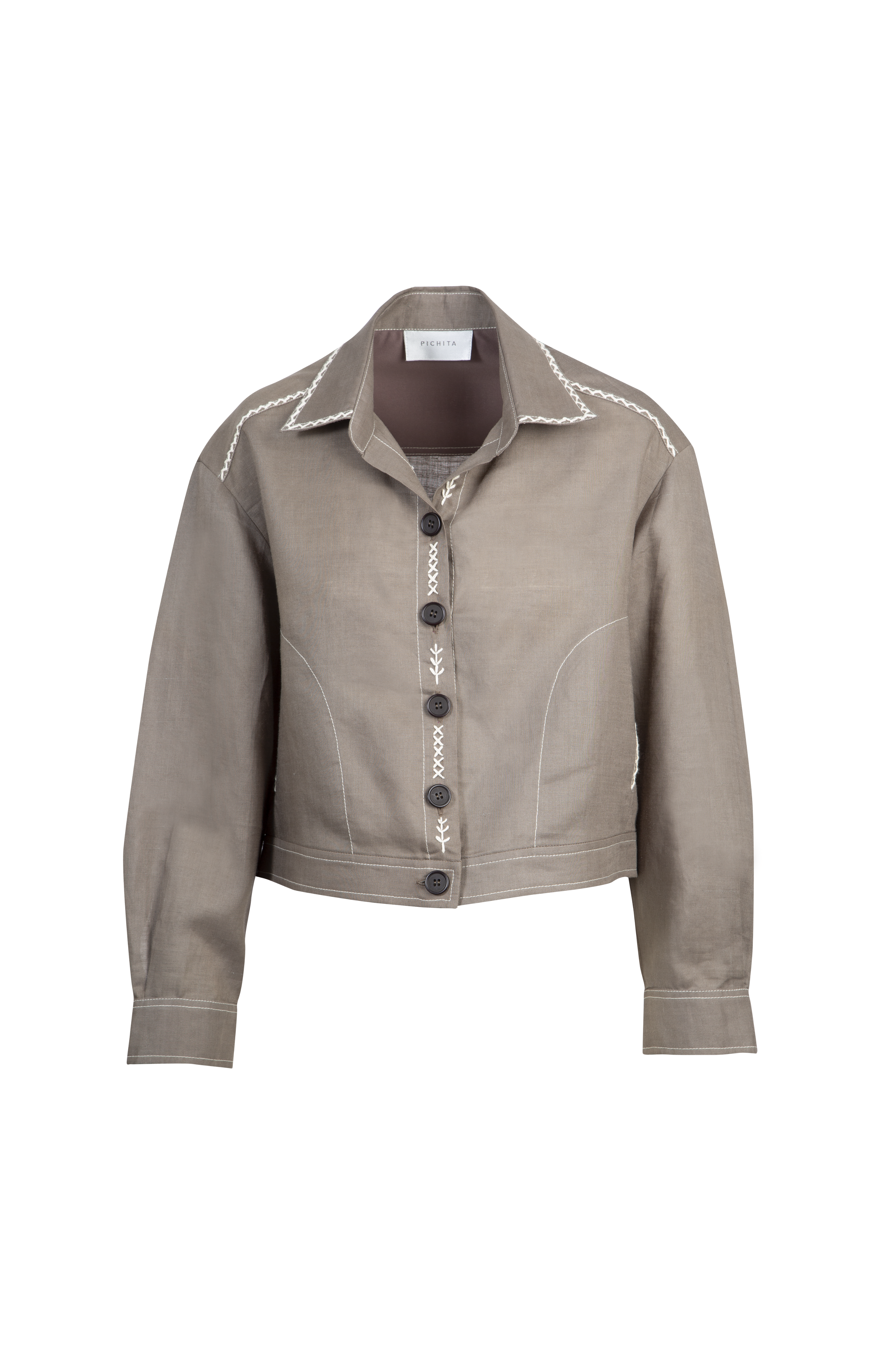 Grey Silk Crop Jacket