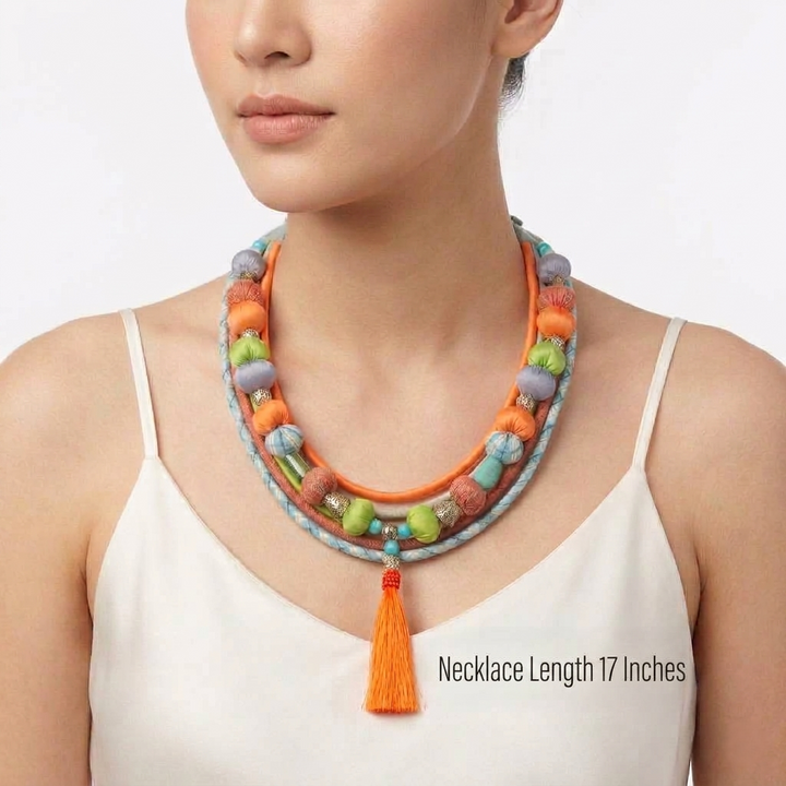 Boho-Chic Festival Textile Necklace.