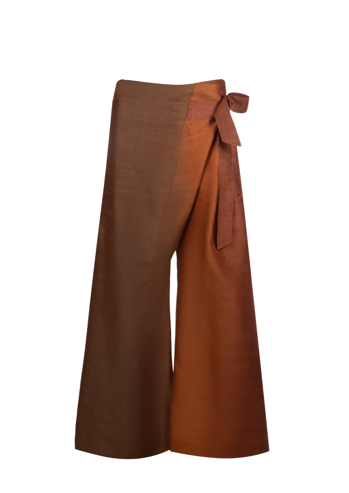 Two-Tone Silk Fisherman Pants