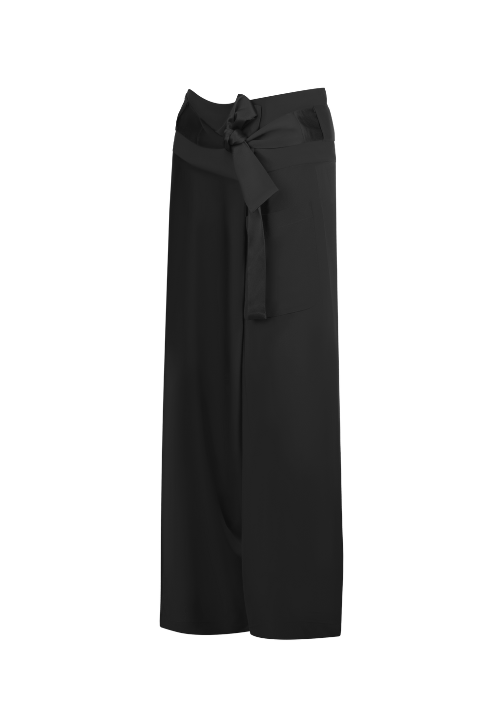 Black Silk Bow Fisher Pants