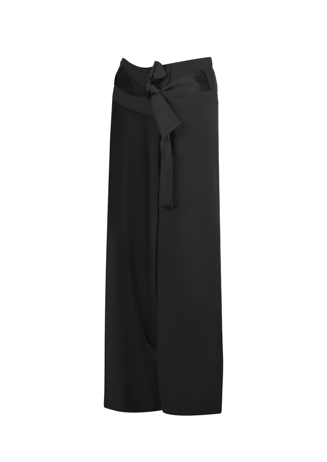 Black Silk Bow Fisher Pants