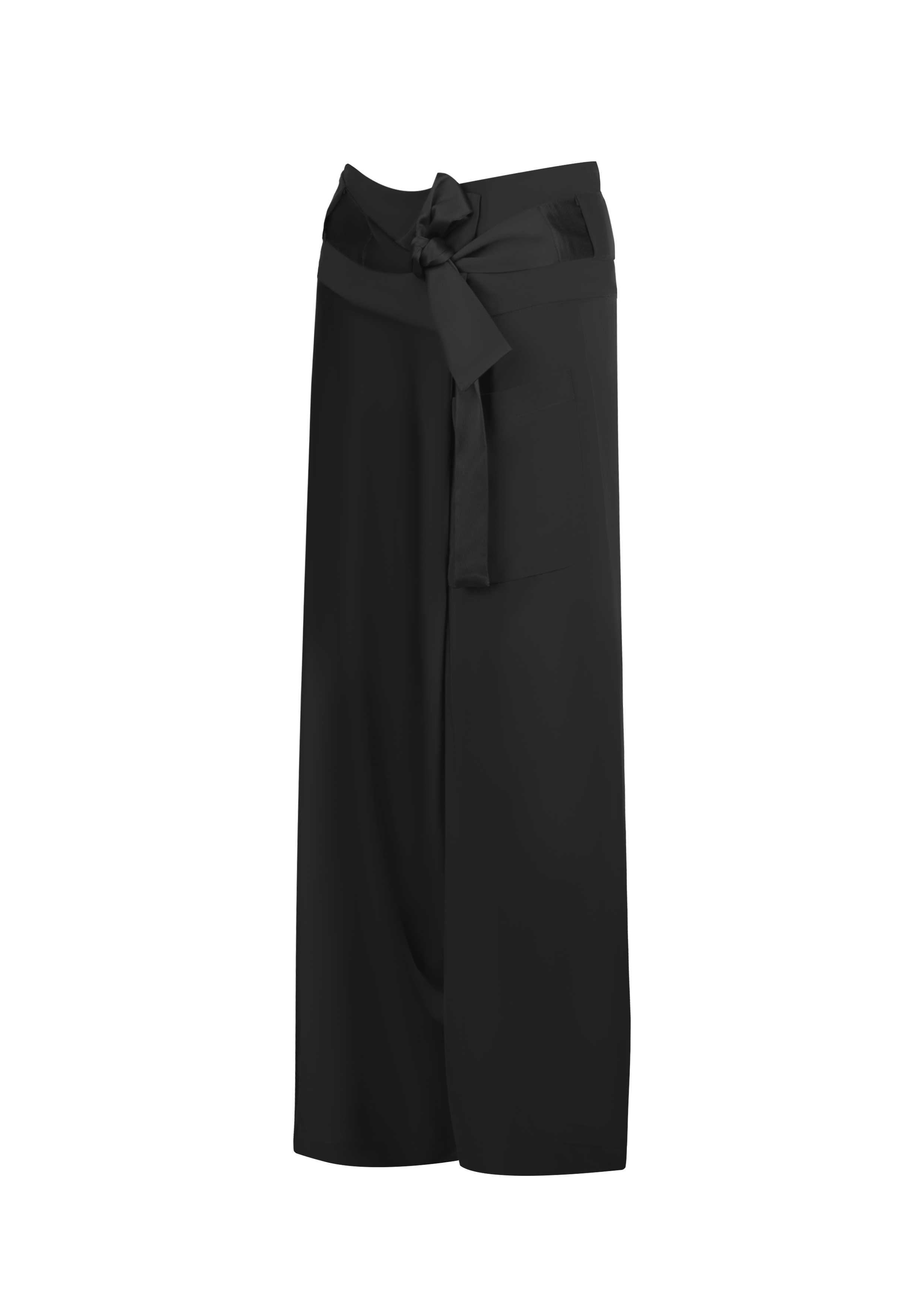 Black Silk Bow Fisher Pants