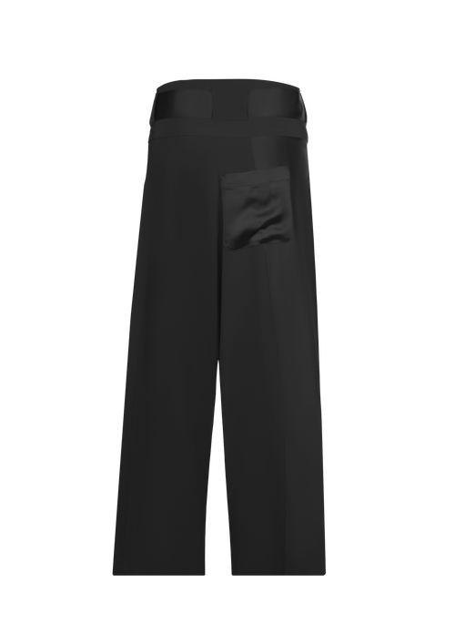 Black Silk Bow Fisher Pants