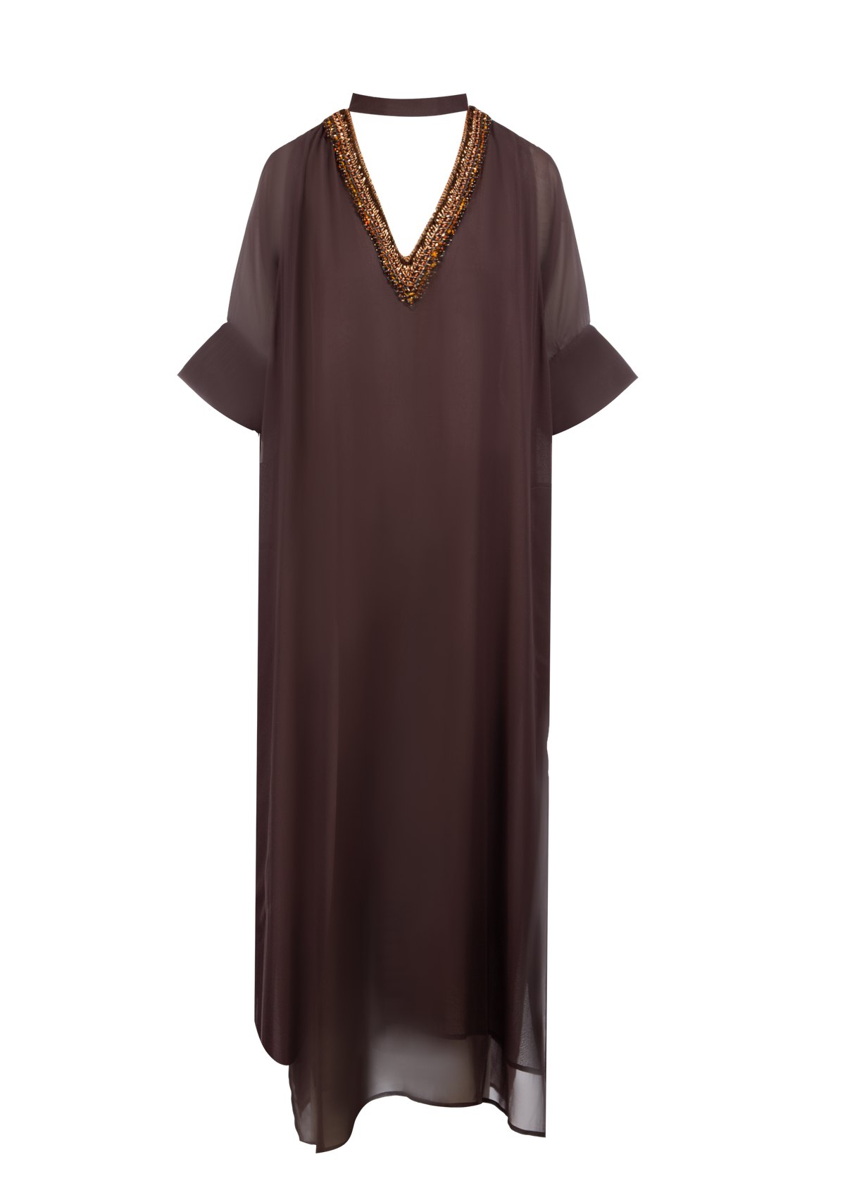 Brown Silk Chiffon Dress