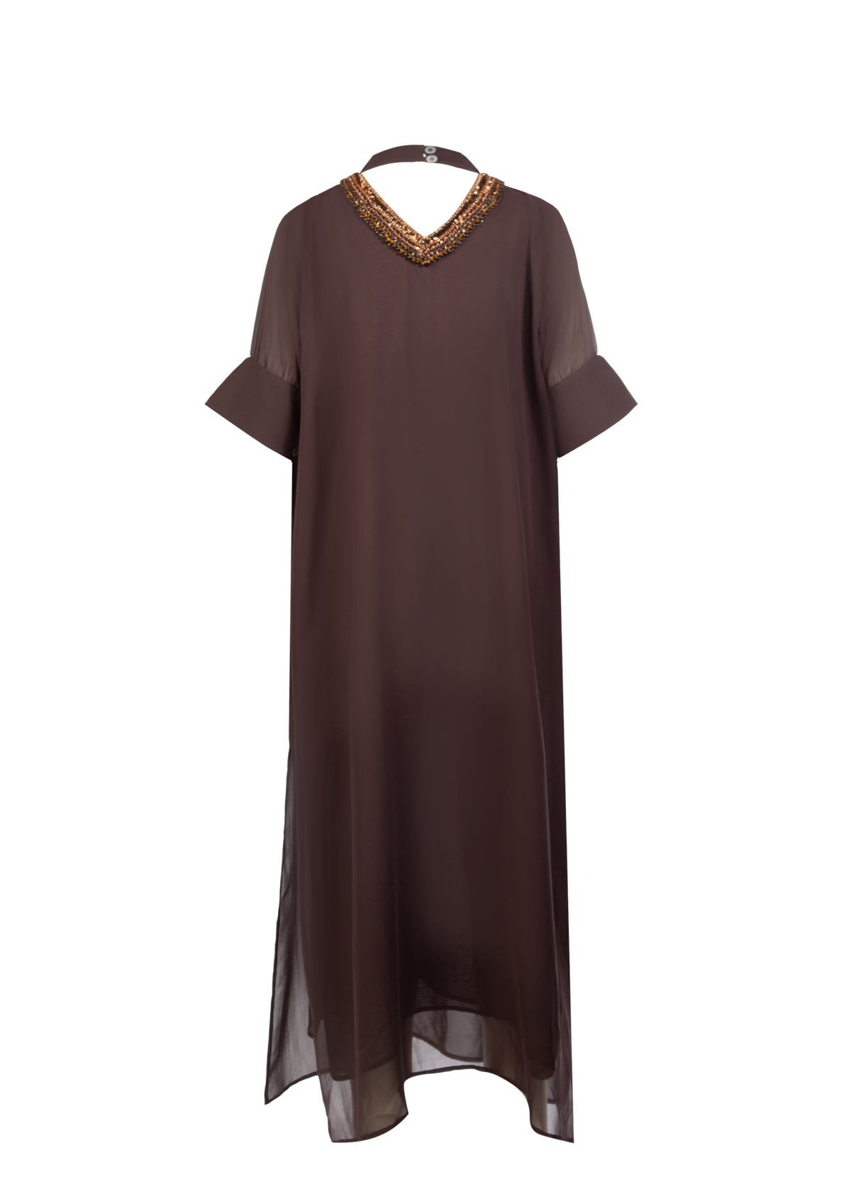Brown Silk Chiffon Dress