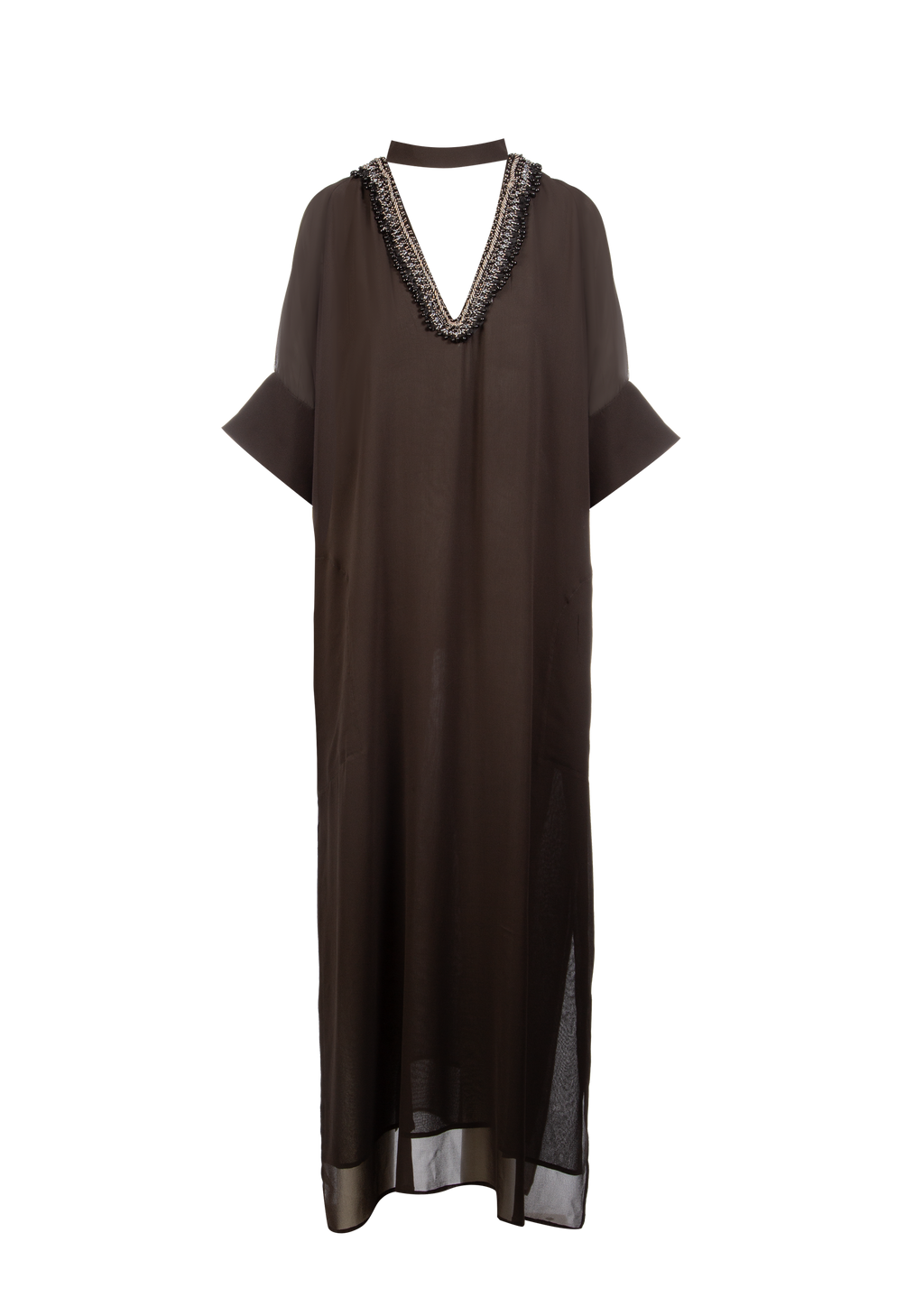 Deep Brown Silk Chiffon Dress