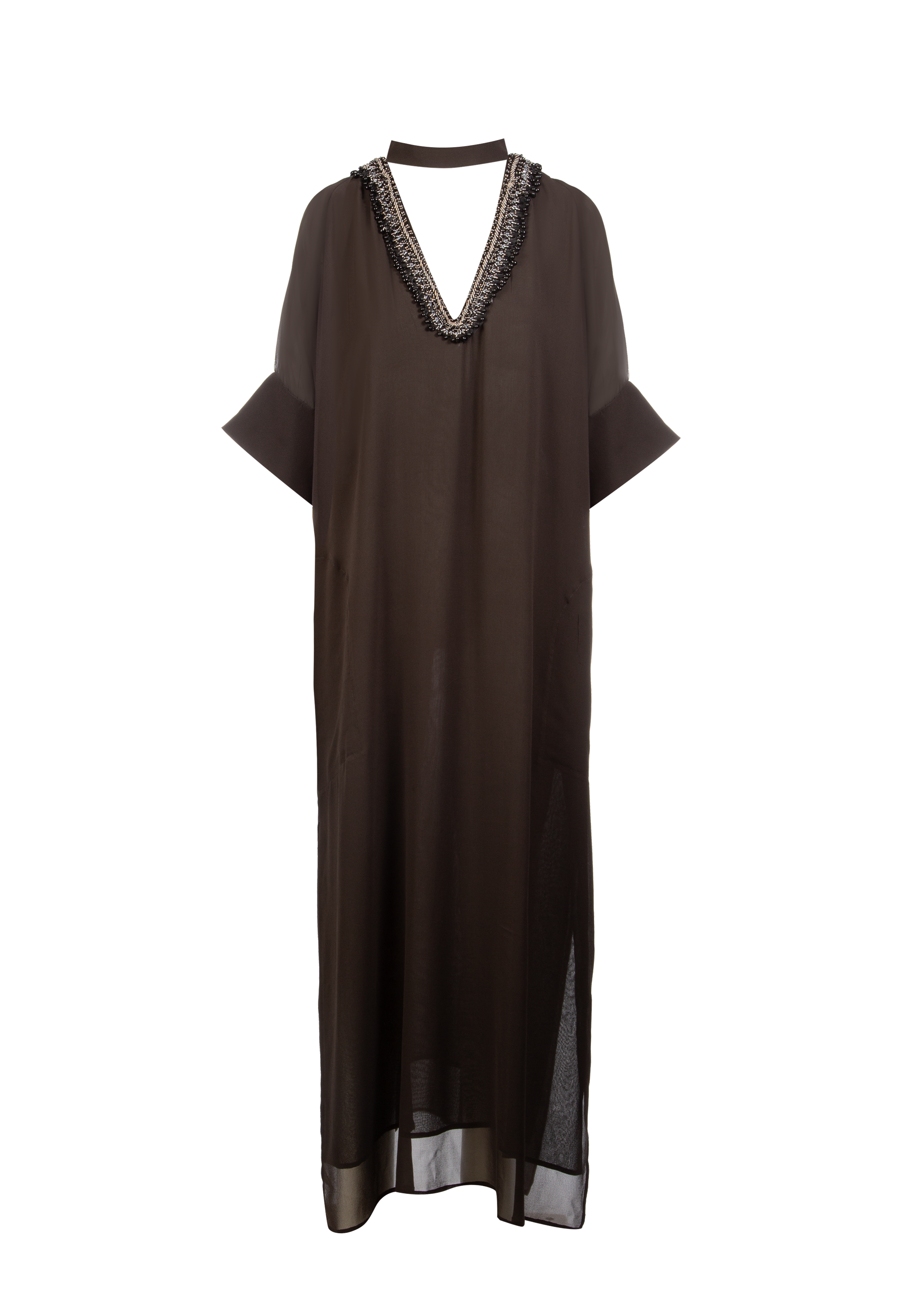 Deep Brown Silk Chiffon Dress