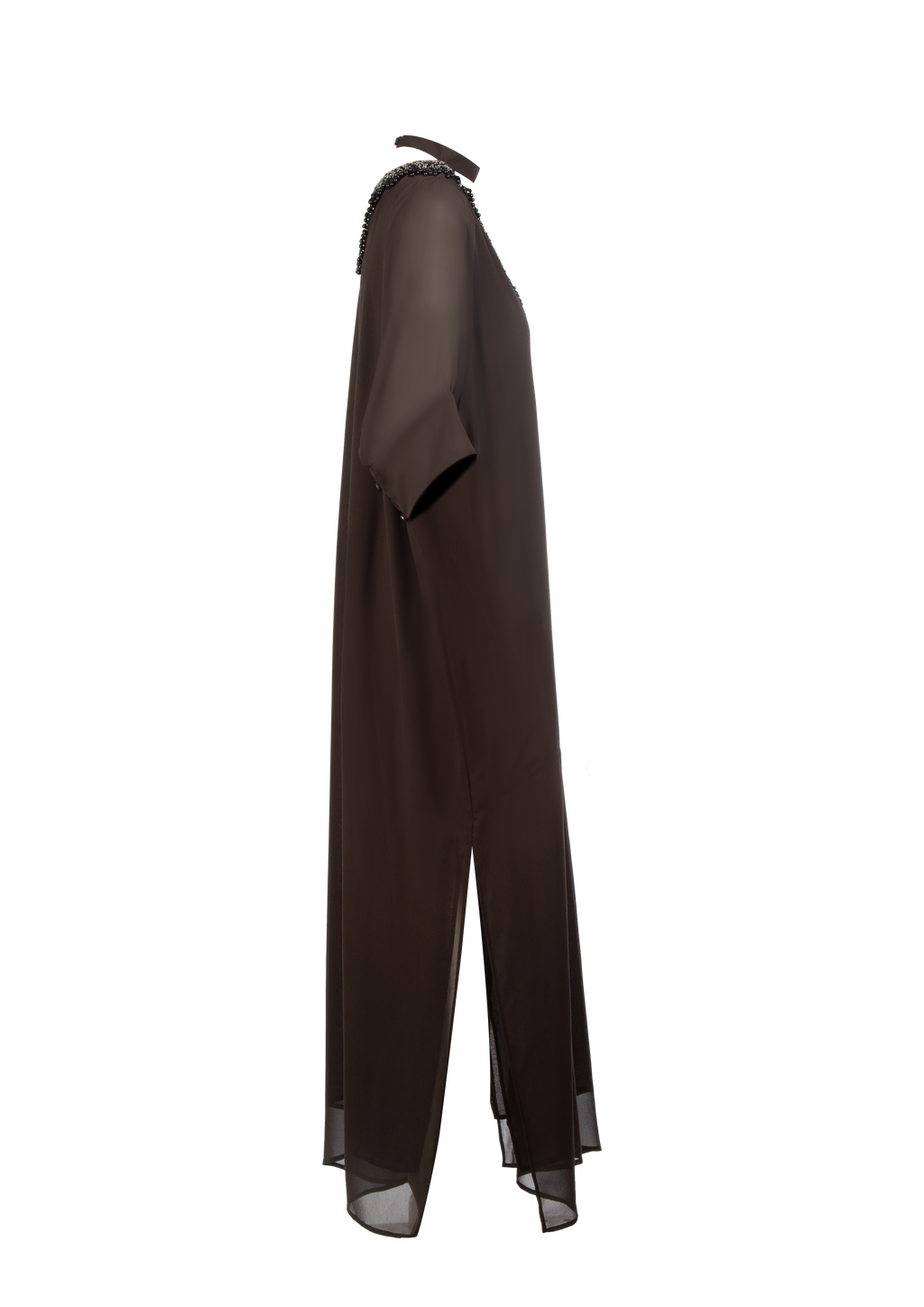 Deep Brown Silk Chiffon Dress