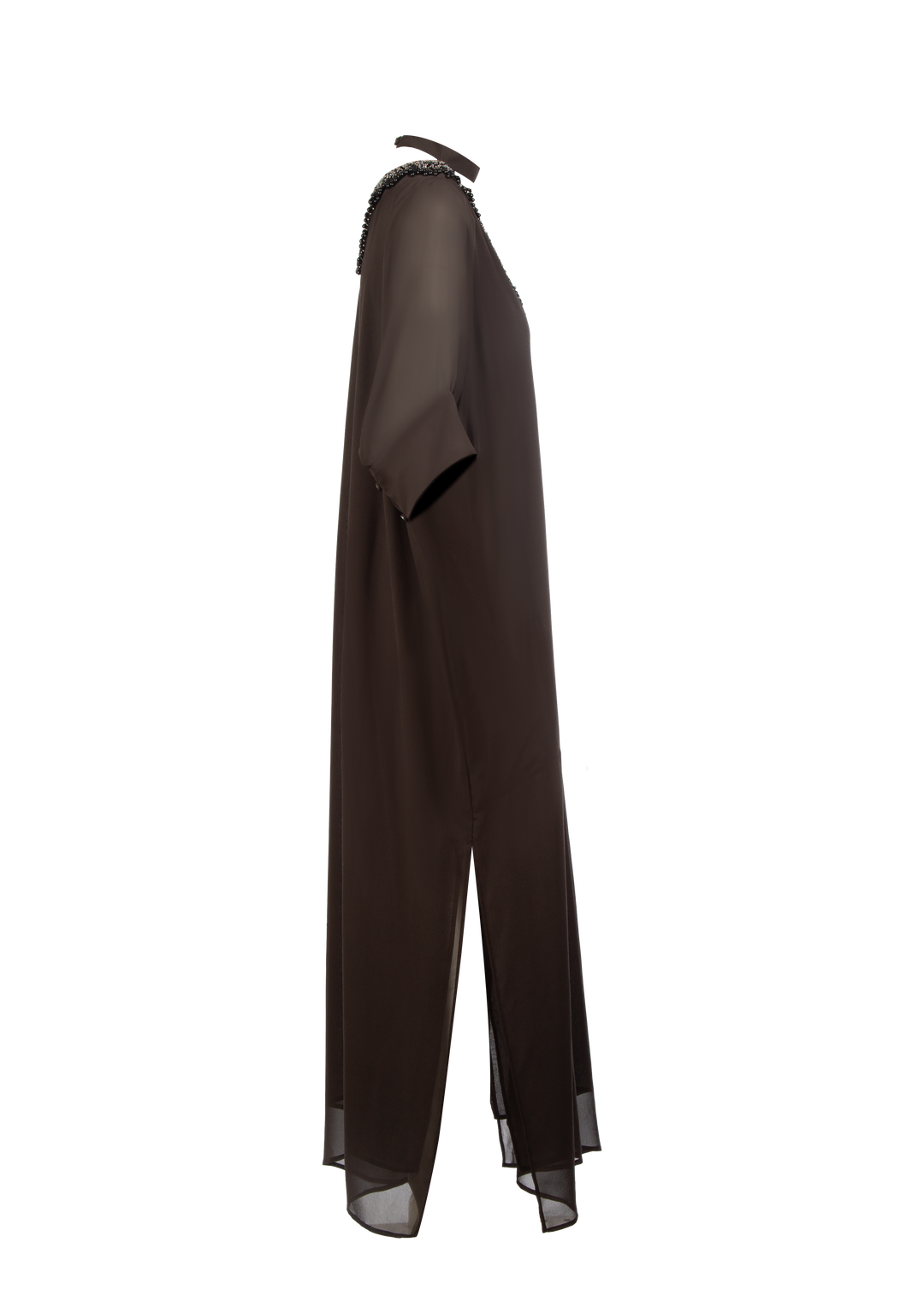 Deep Brown Silk Chiffon Dress
