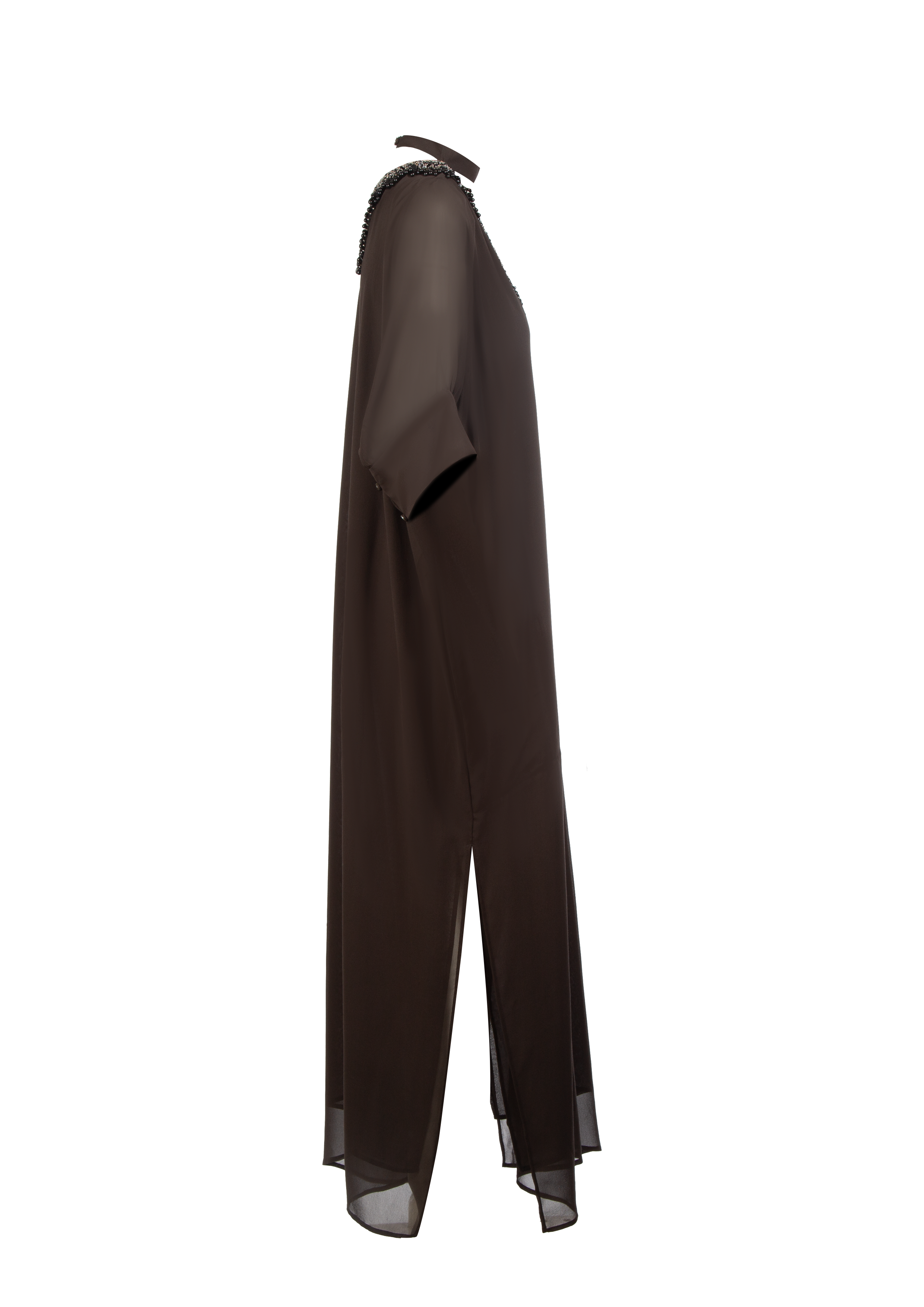 Deep Brown Silk Chiffon Dress