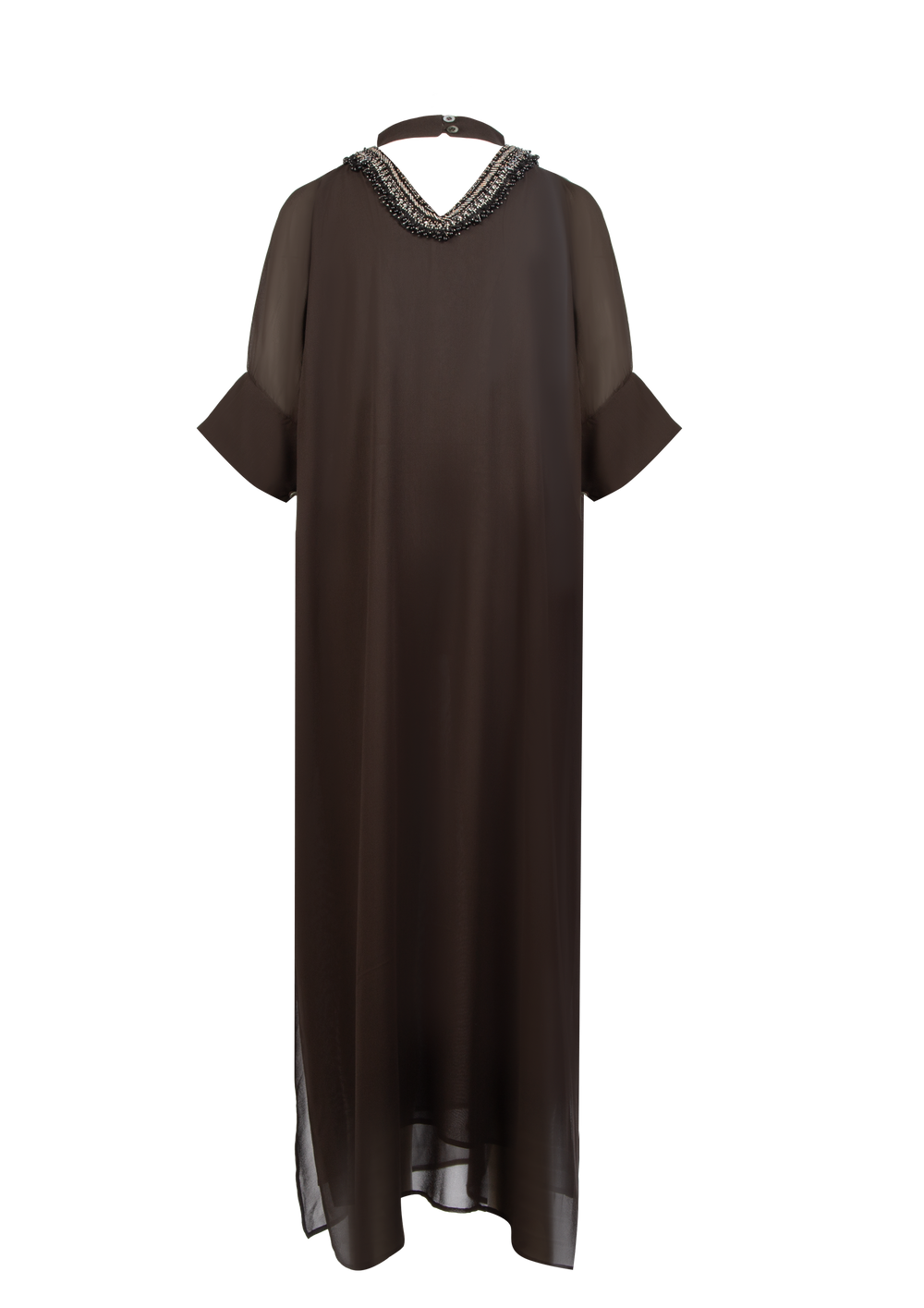 Deep Brown Silk Chiffon Dress