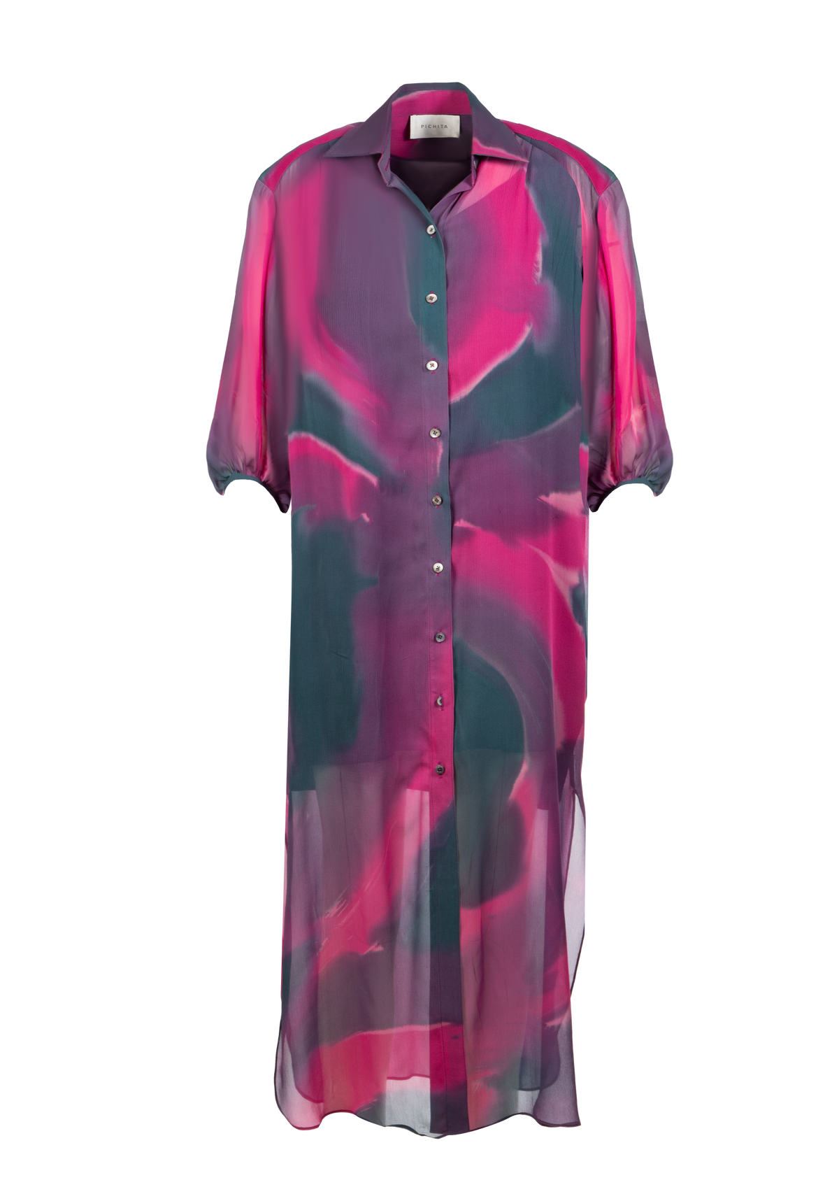 Gradient Silk Shirt Dress
