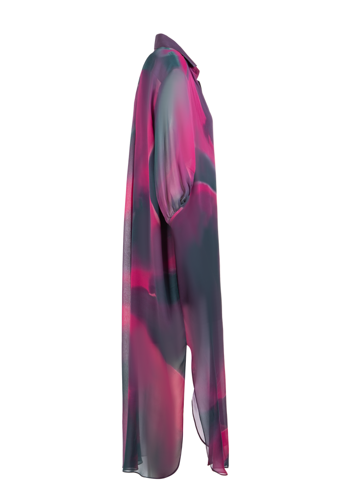 Gradient Silk Shirt Dress