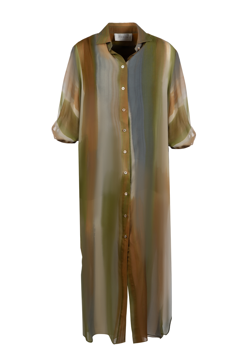 Olive Silk Shirt Dress