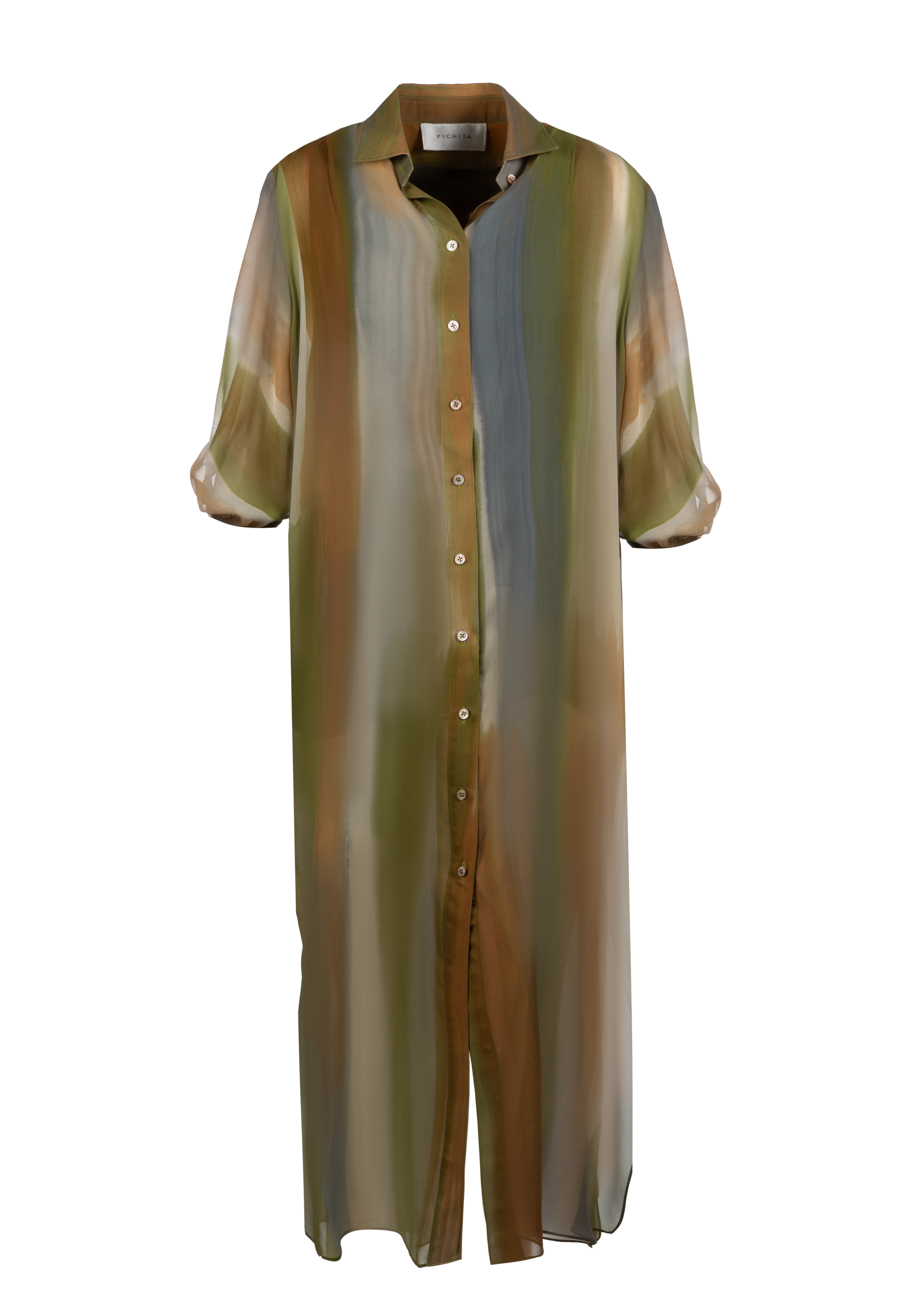 Olive Silk Shirt Dress
