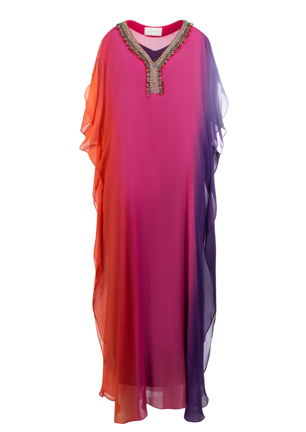 Sunset Gradient Silk Chiffon Dress