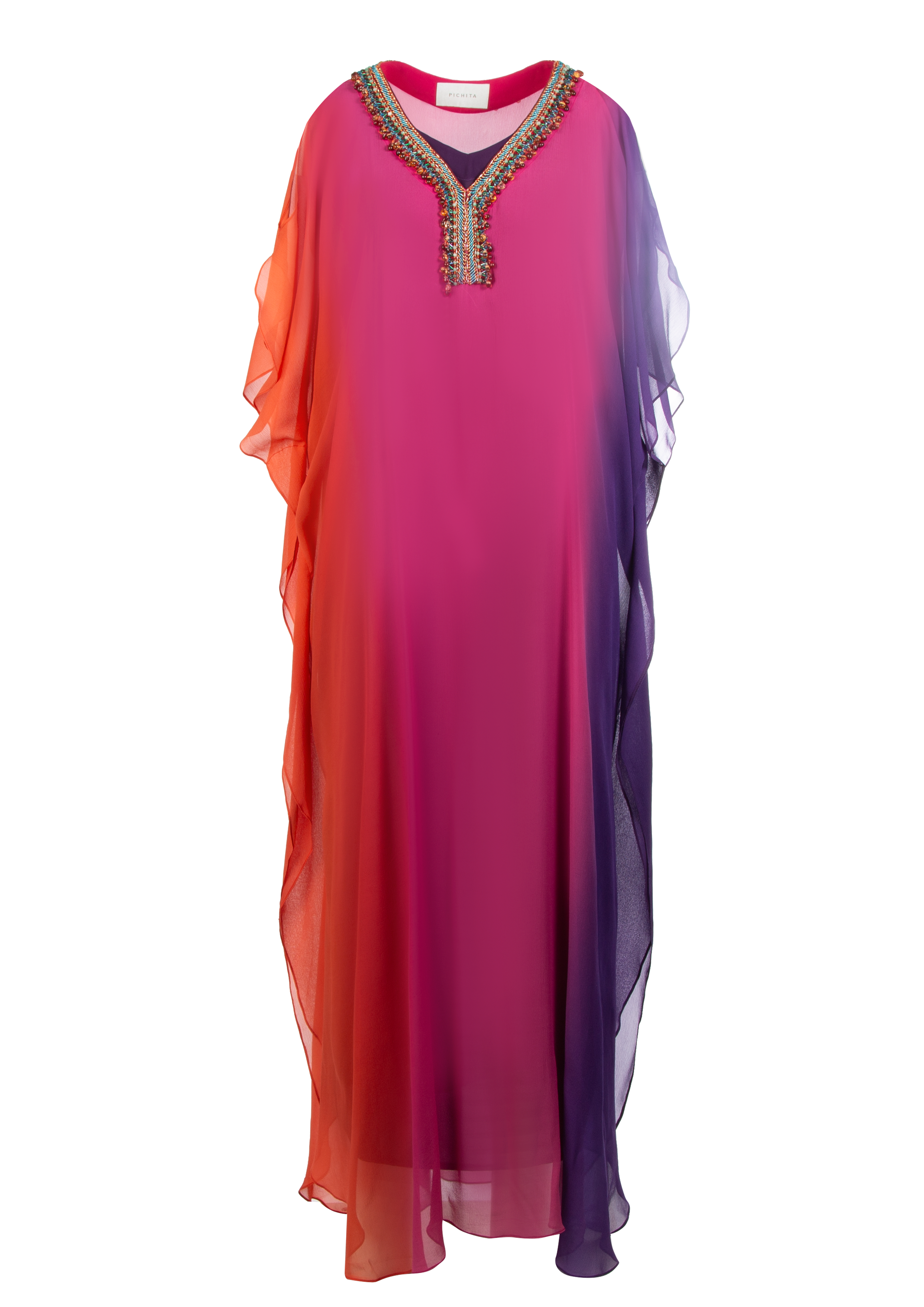 Sunset Gradient Silk Chiffon Dress