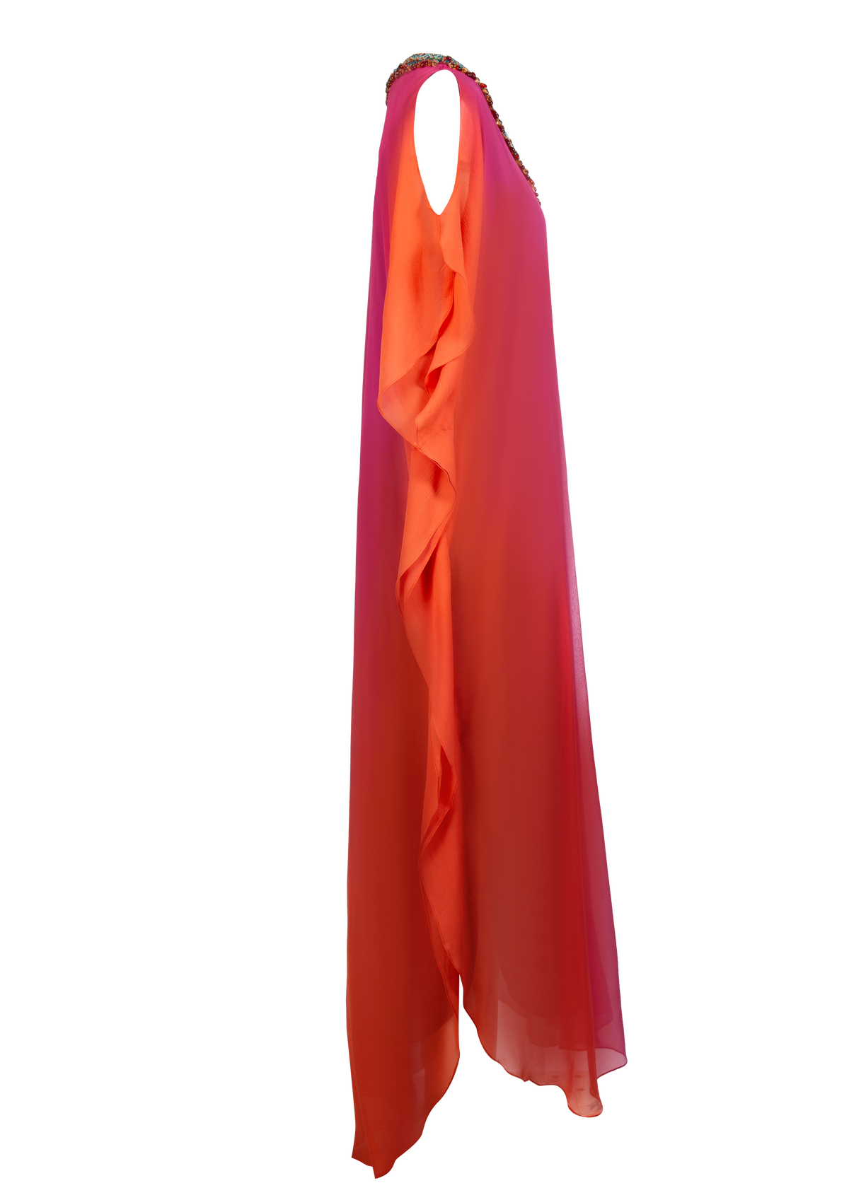 Sunset Gradient Silk Chiffon Dress