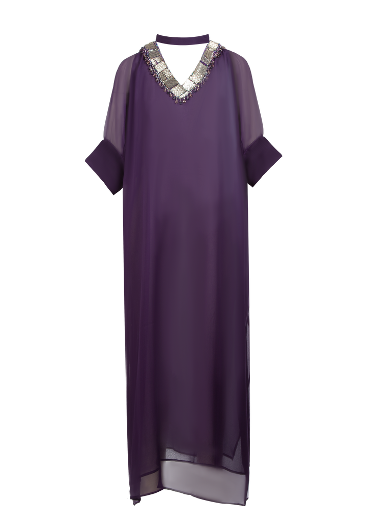 Purple Silk Chiffon Dress