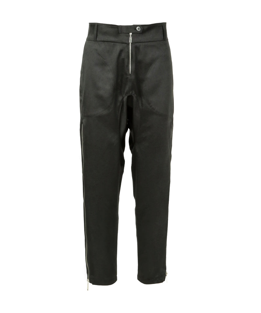 Black high-rise tapered leather embossed lounge pants