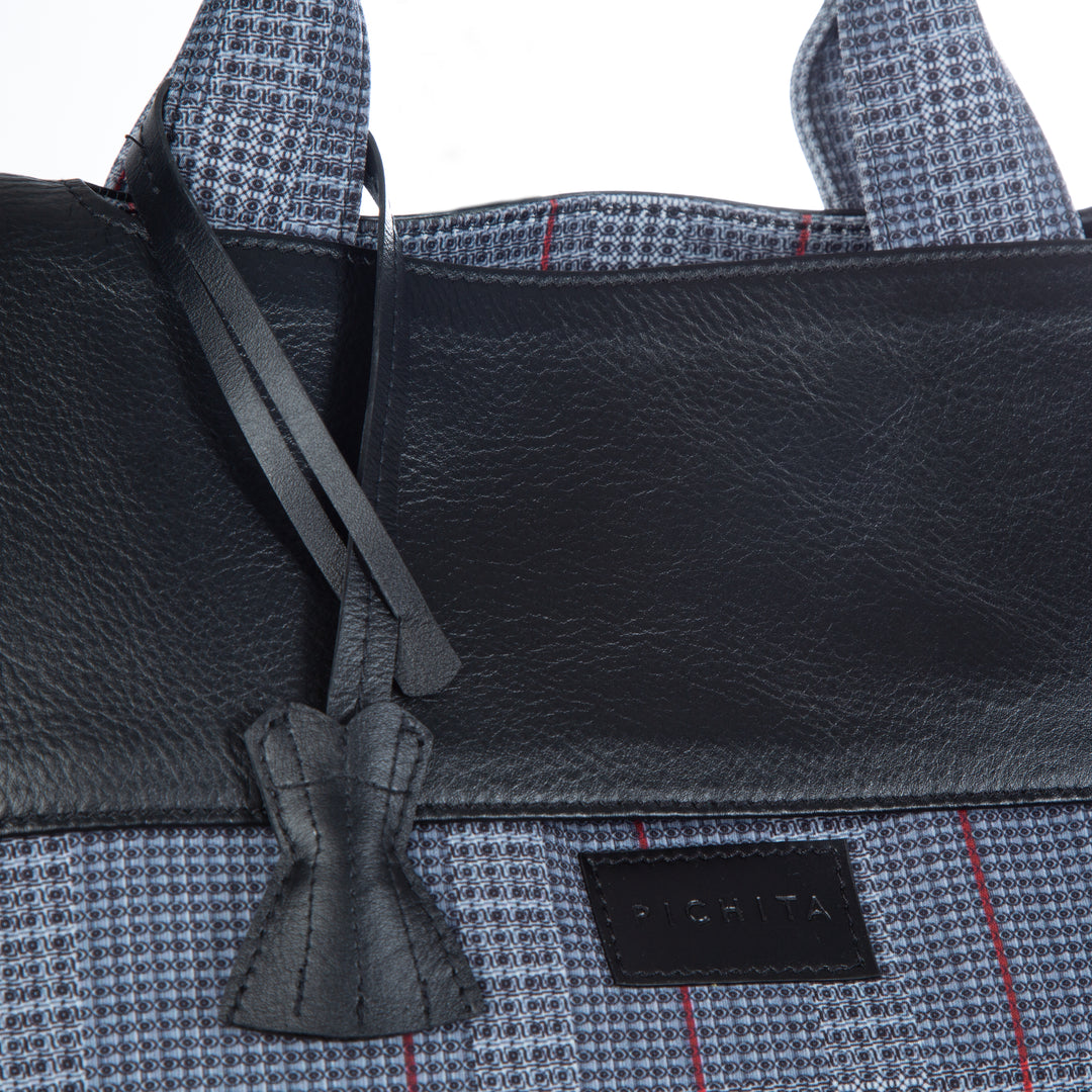 'CHECKED' LEATHER TOTE BAG