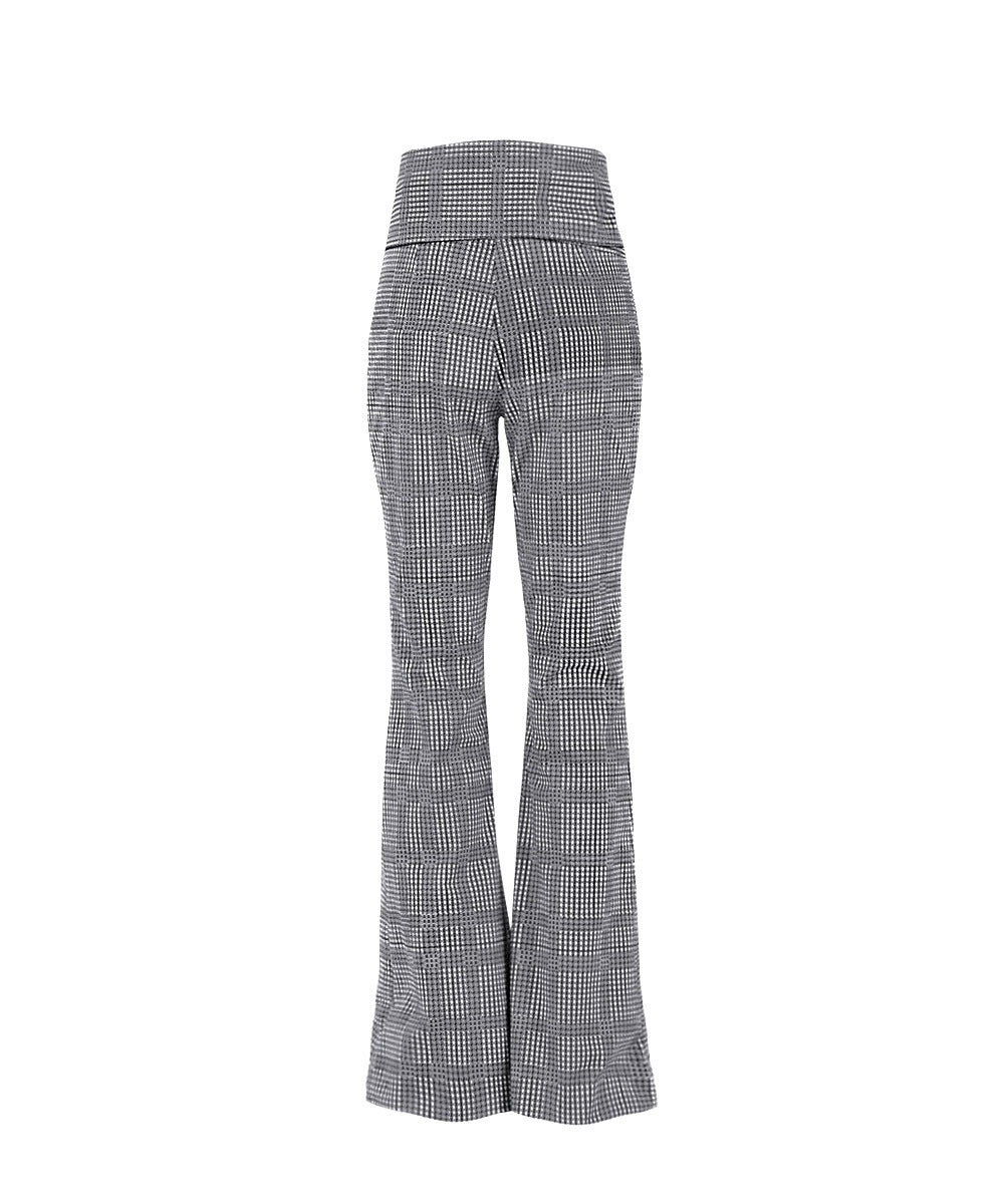 High waisted wrapped bell legs 'broken houndstooh' trousers
