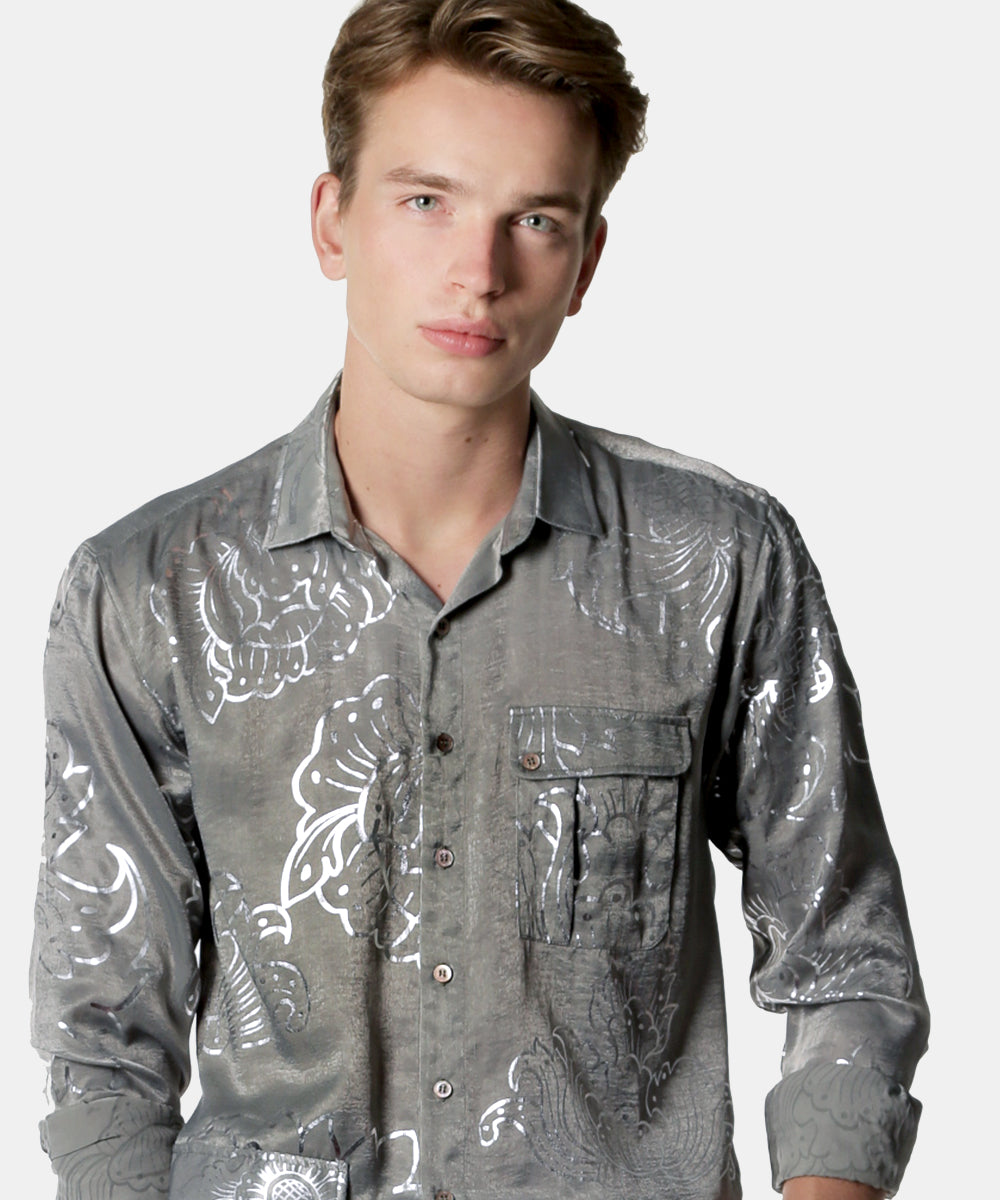 Silver Lining Long Sleeves Button-up Crepe Shirt